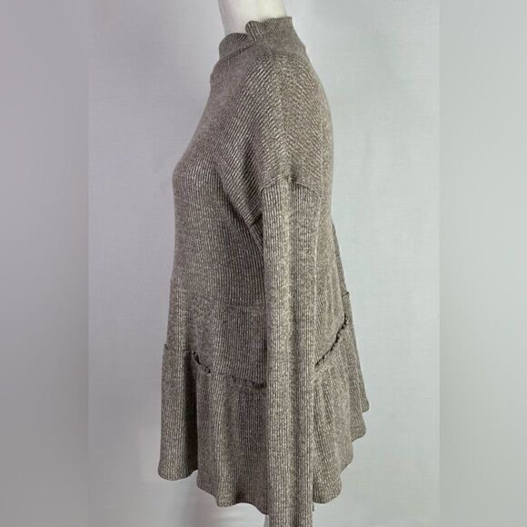 NWT Maurice’s Ribbed Mock Neck Babydoll Knit Top (Heather Taupe) - Small - Picture 3 of 9